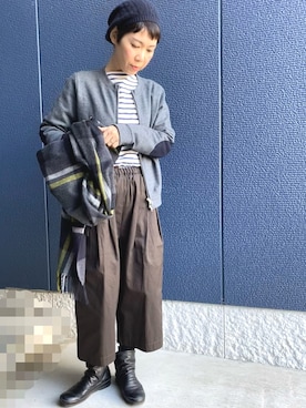 「セントジェームス」｜「アイテム（ハンチング/ベレー帽）」を使った、kcocoronさん（レディース・160cm）の冬コーディネート