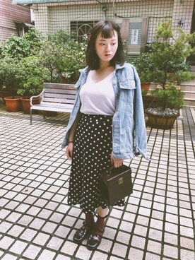 「Beara Bearaのアイテム（バックパック/リュック、ブラック系）」を使った、LETICIAさん（レディース・163cm）の夏コーディネート