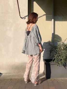 「透け素材」｜「アイテム（シャツ/ブラウス）」を使った、imano  shioriさん（レディース・155cm）の春コーディネート