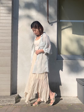 「透け素材」｜「アイテム（シャツ/ブラウス）」を使った、imano  shioriさん（レディース・155cm）の春コーディネート