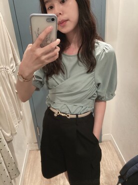 「Heather（ヘザー）の#heather #薄菏綠#2020流行色（トップス、グリーン系）」を使った、妤さん（レディース・156cm）の夏コーディネート