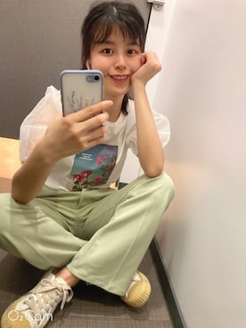 「NET（ネット）のアイテム（Tシャツ/カットソー、ホワイト系）」を使った、妤さん（レディース・156cm）の夏コーディネート