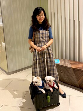 「earth music&ecology（アースミュージックアンドエコロジー）のバックリボンジャンスカ ＊（ワンピース、ベージュ系）」を使った、妤さん（レディース・156cm）の秋コーディネート