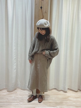「TSUHARU by Samansa Mos2（ツハルバイサマンサモスモス）のアイテム（ハンチング/ベレー帽）」を使った、omanaさん（レディース・153cm）の秋コーディネート