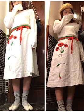 「麦わらベレー帽」｜COCOさん（レディース・155cm）の春コーディネート