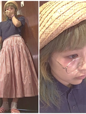 「麦わらベレー帽」｜COCOさん（レディース・155cm）の夏コーディネート