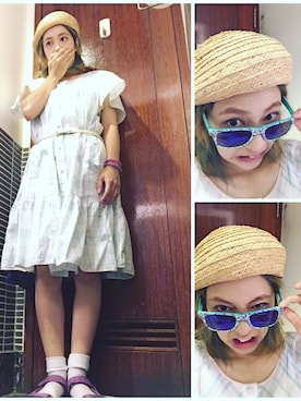「麦わらベレー帽」｜COCOさん（レディース・155cm）の夏コーディネート