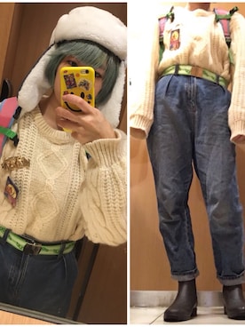 「COCOLULU（ココルル）のアイテム」を使った、COCOさん（レディース・155cm）の冬コーディネート