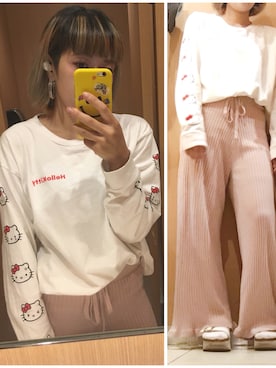 「リブニットパンツ」｜COCOさん（レディース・155cm）の夏コーディネート