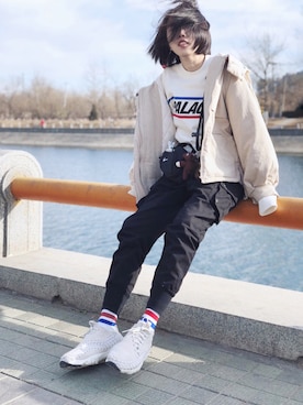 「NIKE(ナイキ)のアイテム(ショルダーバッグ)」を使った、Echoさん(レディース・167cm)の冬コーディネート