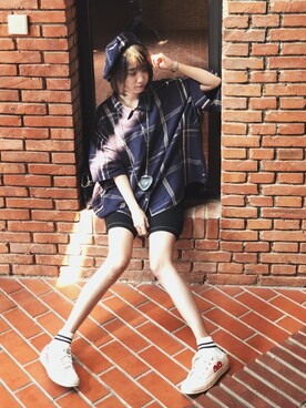 「Yohji Yamamoto（ヨウジヤマモト）のアイテム（財布/小物）」を使った、Echoさん（レディース・168cm）の夏コーディネート