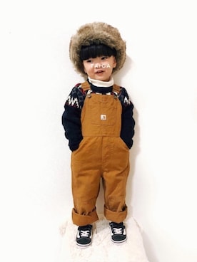 「Carhartt（カーハート）のアイテム（オールインワン・サロペット）」を使った、taiga¨̮anjuさん（キッズ・100cm）の春コーディネート