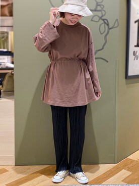 「DISCUS（ディスカス）のアイテム（帽子）」を使った、なぽっぷさん（レディース・160cm）の秋コーディネート