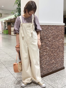 「Green　Parks（グリーンパークス）のアイテム（オールインワン・サロペット）」を使った、なぽっぷさん（レディース・160cm）の春コーディネート