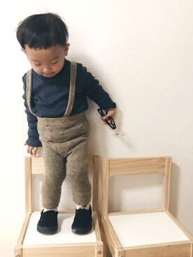 「BeBe（ベベ）のアイテム（ニット/セーター）」を使った、___zrさん（キッズ・80cm）の冬コーディネート