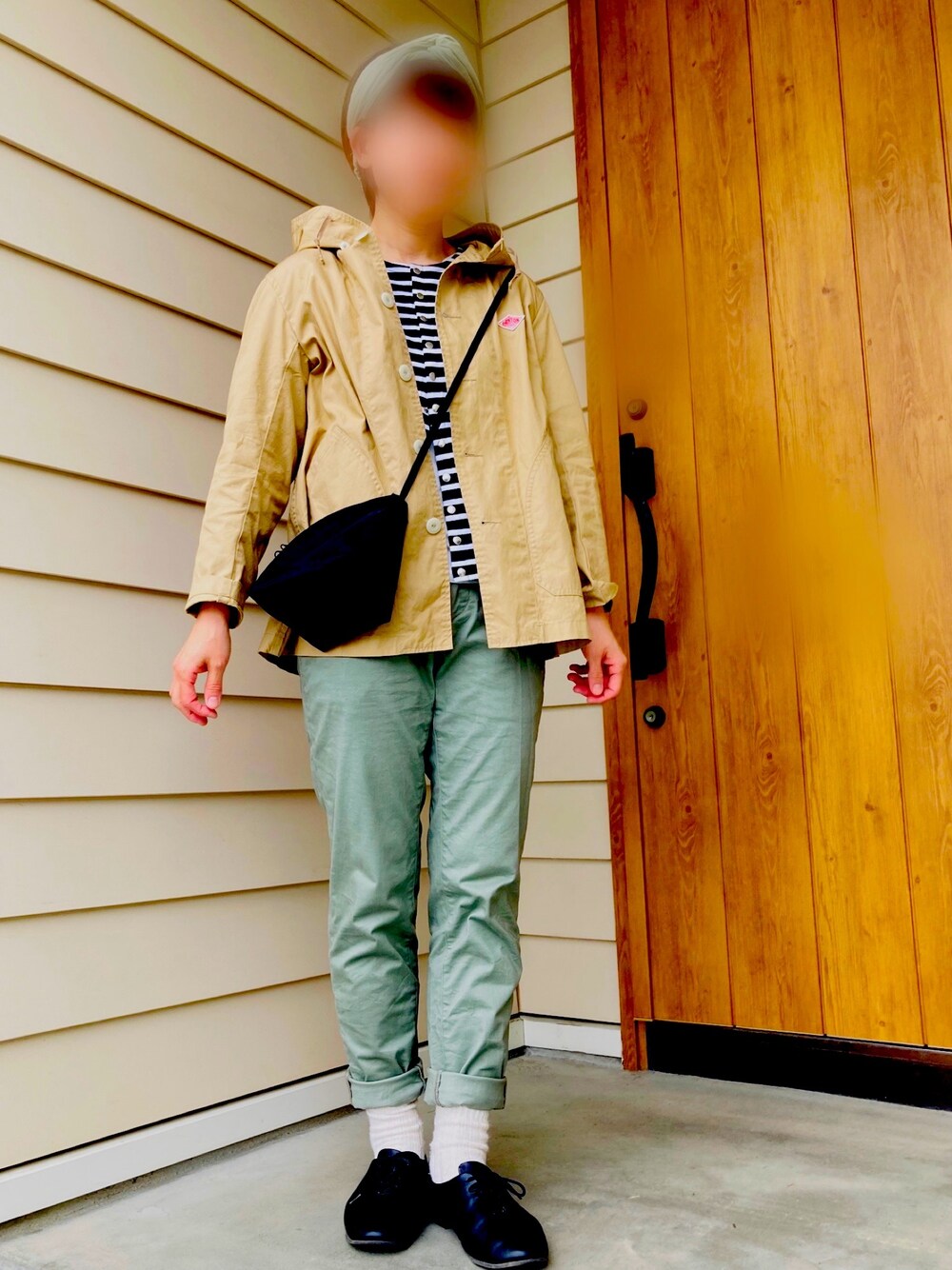 「大人カジュアル、おしゃれさんと繋がりたい、これが私をアゲる服、GU、エルベシャプリエ、ボーダーカーディガン、サマンサ モスモス(Samansa Mos2)、シンプルおしゃれが好き、ダントン、休日コーデ」｜「GUのアイテム（チノパンツ、グリーン系）」を使った、yukkoさん（レディース・161cm）の春コーディネートの1枚目の写真