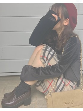 「Chico（チコ）のビットフラップショルダーバッグ（ショルダーバッグ）」を使った、えだ( ¨̮ )さん（レディース・156cm）の秋コーディネート