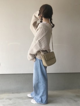 「Chico（チコ）のビットフラップショルダーバッグ（ショルダーバッグ）」を使った、えだ( ¨̮ )さん（レディース・156cm）の秋コーディネート