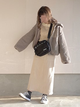 「GRL（グレイル）のアイテム（ブルゾン）」を使った、えだ( ¨̮ )さん（レディース・156cm）の秋コーディネート