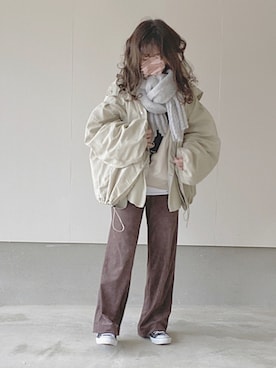 「Kastane（カスタネ）のアイテム（オールインワン・サロペット）」を使った、えだ( ¨̮ )さん（レディース・156cm）の冬コーディネート