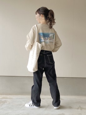 「アプレジュール」｜「アイテム（トートバッグ）」を使った、えだ( ¨̮ )さん（レディース・156cm）の春コーディネート