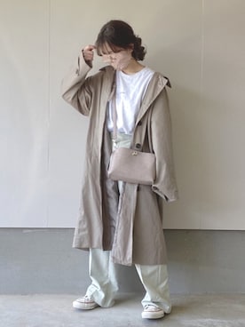 「ピスタチオ」｜「アイテム（ステンカラーコート）」を使った、えだ( ¨̮ )さん（レディース・156cm）の春コーディネート