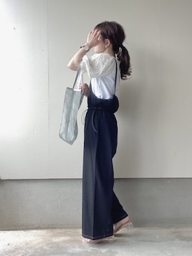 「オーガンジー」｜「アイテム（その他）」を使った、えだ( ¨̮ )さん（レディース・155cm）の夏コーディネート