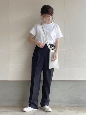 「無印良品」｜えだ( ¨̮ )さん（レディース・155cm）の夏コーディネート