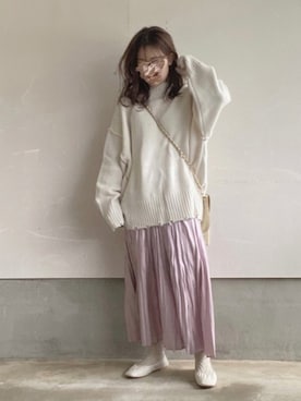 「アイテム（バレエシューズ）」を使った、えだ( ¨̮ )さん（レディース・155cm）の冬コーディネート