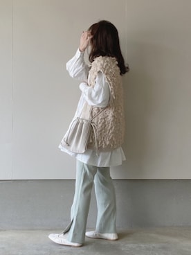 「アイテム（バレエシューズ）」を使った、えだ( ¨̮ )さん（レディース・155cm）の春コーディネート