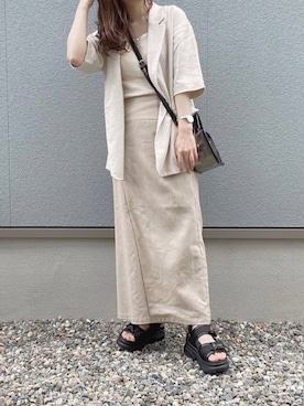 「Per sist ence（パーシエンス）のアイテム」を使った、えだ( ¨̮ )さん（レディース・155cm）の春コーディネート