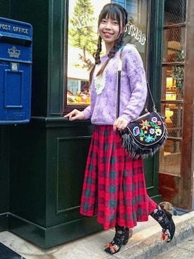 「タータンチェック」｜Chie＊さん（レディース・159cm）の冬コーディネート