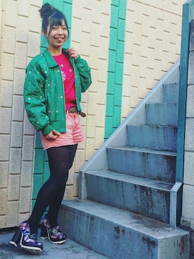 「アイテム（タイツ/ストッキング、ブルー系）」を使った、Chie＊さん（レディース・159cm）の冬コーディネート