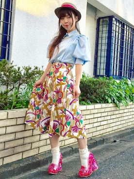 「バルーン袖」｜「アイテム（その他）」を使った、Chie＊さん（レディース・159cm）の春コーディネート