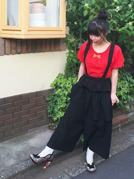 「ミッキーマウス」｜「アイテム（オールインワン・サロペット）」を使った、Chie＊さん（レディース・159cm）の夏コーディネート