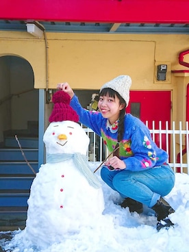 「雪だるま」｜Chie＊さん（レディース・159cm）の冬コーディネート