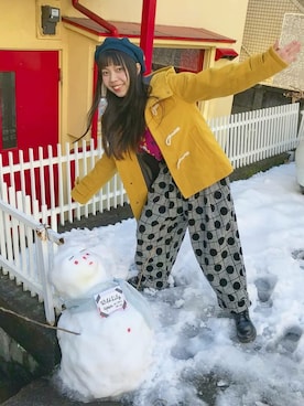 「レースアップシューズ」｜「アイテム（ダッフルコート）」を使った、Chie＊さん（レディース・159cm）の冬コーディネート