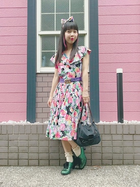 「レトロワンピース」｜「アイテム（雑貨/ホビー）」を使った、Chie＊さん（レディース・159cm）の秋コーディネート