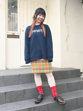 「白タイツ」｜「アイテム（雑貨/ホビー）」を使った、Chie＊さん（レディース・159cm）の冬コーディネート