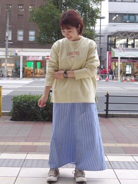 「USAコットン」｜「アイテム（スウェット）」を使った、coenたやさん（レディース・152cm）の冬コーディネート