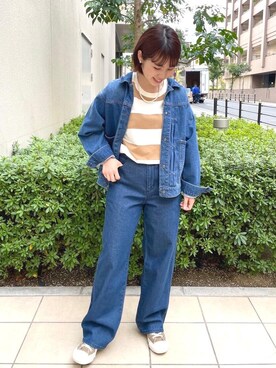 「USAコットン」｜「アイテム（デニムジャケット）」を使った、coenたやさん（レディース・152cm）の春コーディネート