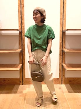 「USAコットン」｜「アイテム（ハンチング/ベレー帽）」を使った、coenたやさん（レディース・152cm）の春コーディネート