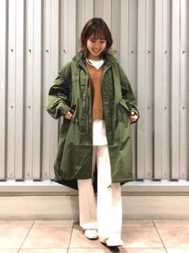 「coen（コーエン）のアイテム（モッズコート）」を使った、coenたやさん（レディース・152cm）の秋コーディネート