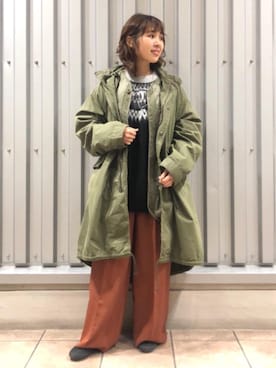「coen（コーエン）のアイテム（モッズコート）」を使った、coenたやさん（レディース・152cm）の秋コーディネート