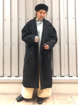 「ブルーニット」｜「アイテム（チェスターコート）」を使った、coenたやさん（レディース・152cm）の冬コーディネート