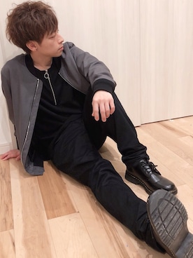 「Confirm（コンファーム）のアイテム（MA-1）」を使った、るかさん（メンズ・165cm）の冬コーディネート