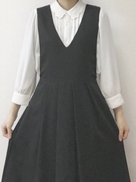 「archives（アルシーヴ）のアイテム（ジャンパースカート）」を使った、なかさん（レディース・154cm）の春コーディネート
