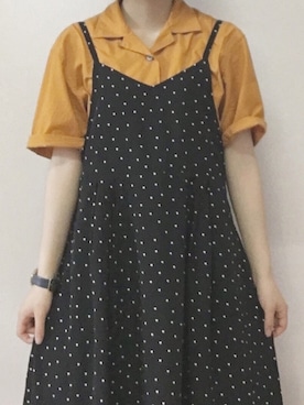 「ドットワンピ」｜「アイテム（アナログ腕時計）」を使った、なかさん（レディース・154cm）の春コーディネート