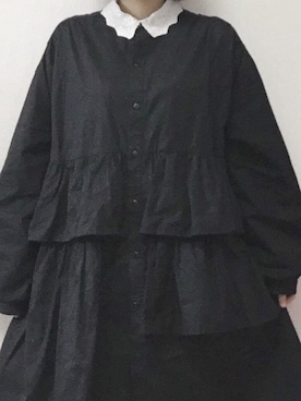 「レースブラウス」｜「アイテム（シャツワンピース）」を使った、なかさん（レディース・154cm）の夏コーディネート