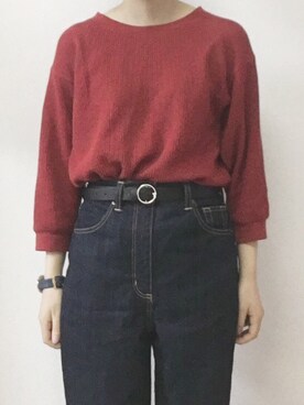 「ハイウエストストレートジーンズ」｜なかさん（レディース・154cm）の夏コーディネート